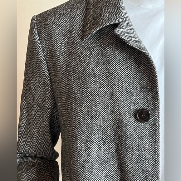 Club Monaco Mens Wool Peacoat | Mid Length | Herringbone - Picture 4 of 7